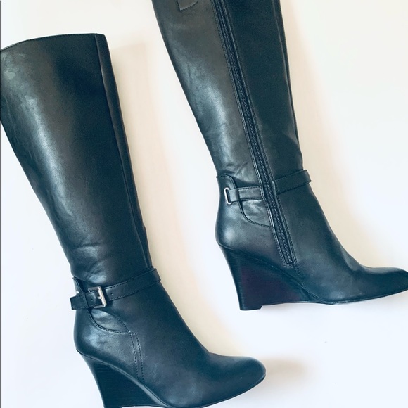 - Like NEW Nine West Wedge Knee Boots - Picture 2 of 8